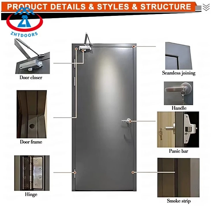 Steel Fire Door With Panic Bar factory